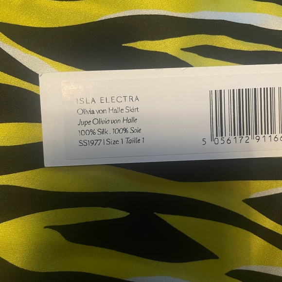 Olivia von Halle Yellow Zebra Silk Midi Skirt size 1(XS/S) NWT - Picture 3 of 7